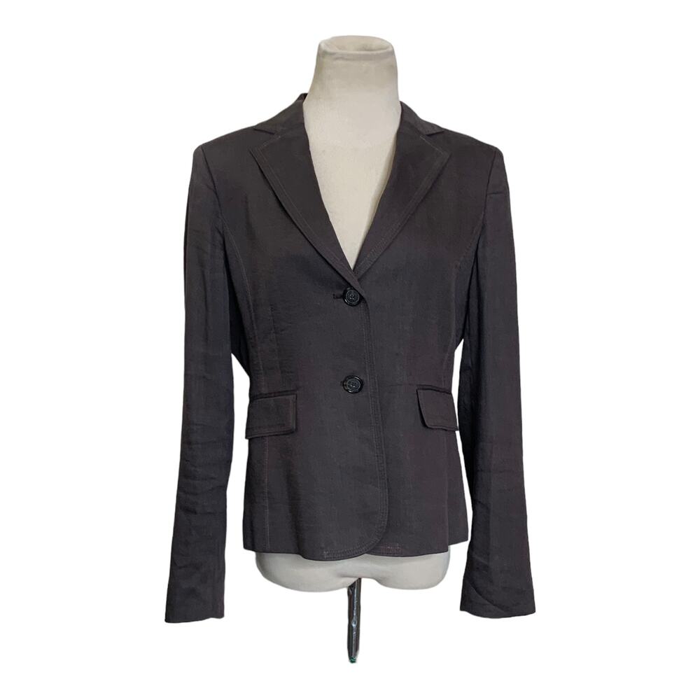 Alfani brown 2 buttoned stitched lapel detail casual blazer size 8P